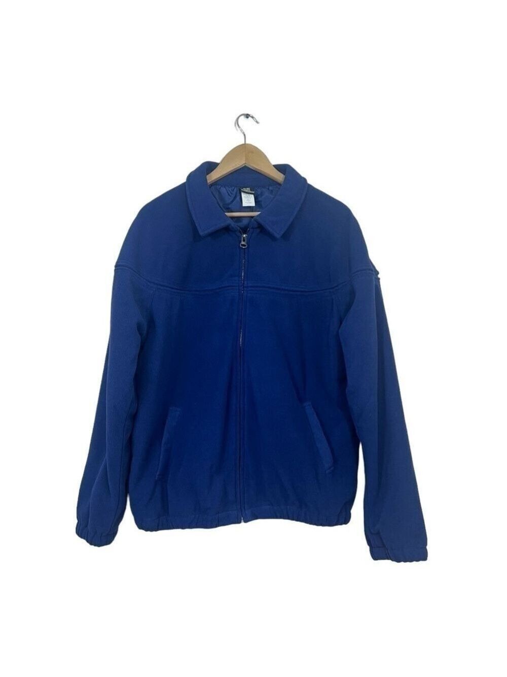 Haband Mens Full Zip Fleece Long Sleeve Lined Coat Jacket Navy Size L